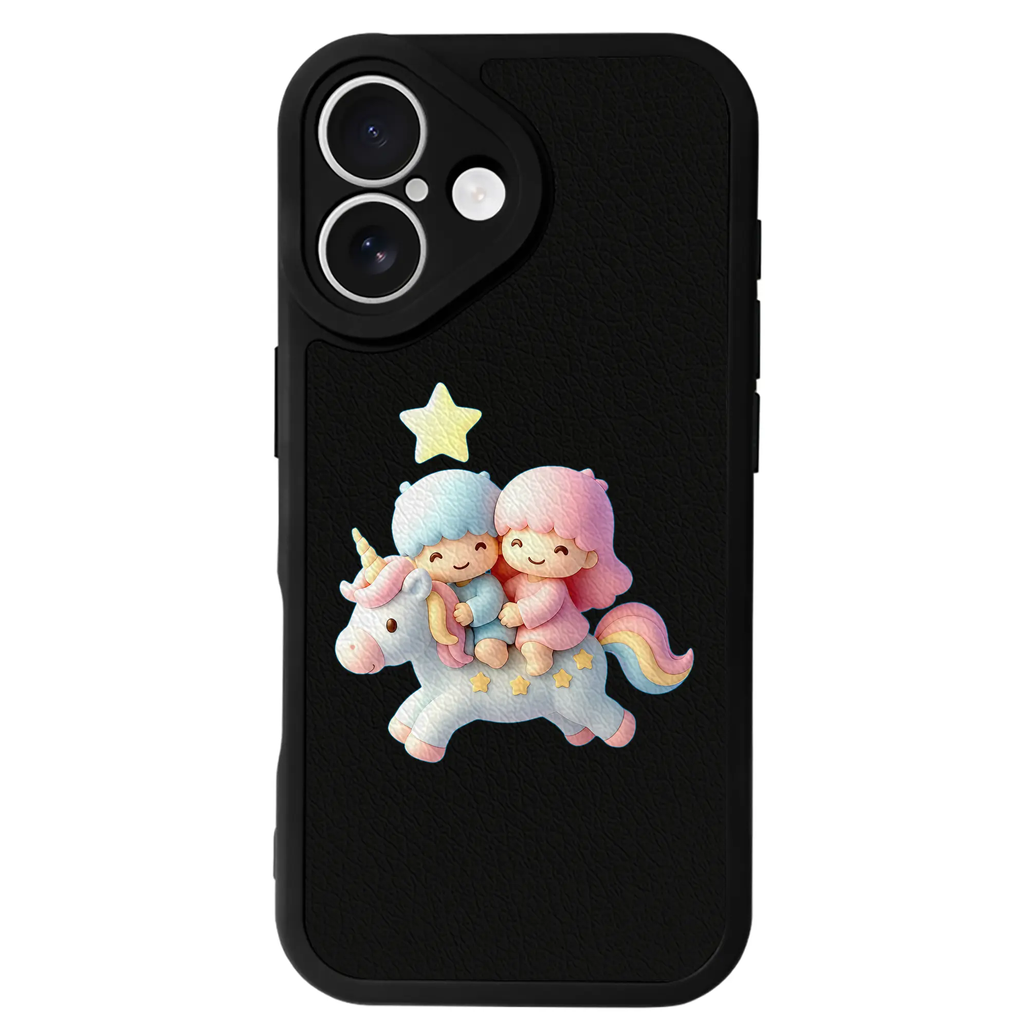 サンリオ グッズ,リトルツインスターズ - IPhone 16シリーズ対応 ・ シリコンスマホケース ・ レザー調 ・ 高精度フィット ・ 耐衝撃 ・ ワイヤレス充電対応 ・ 精密カット